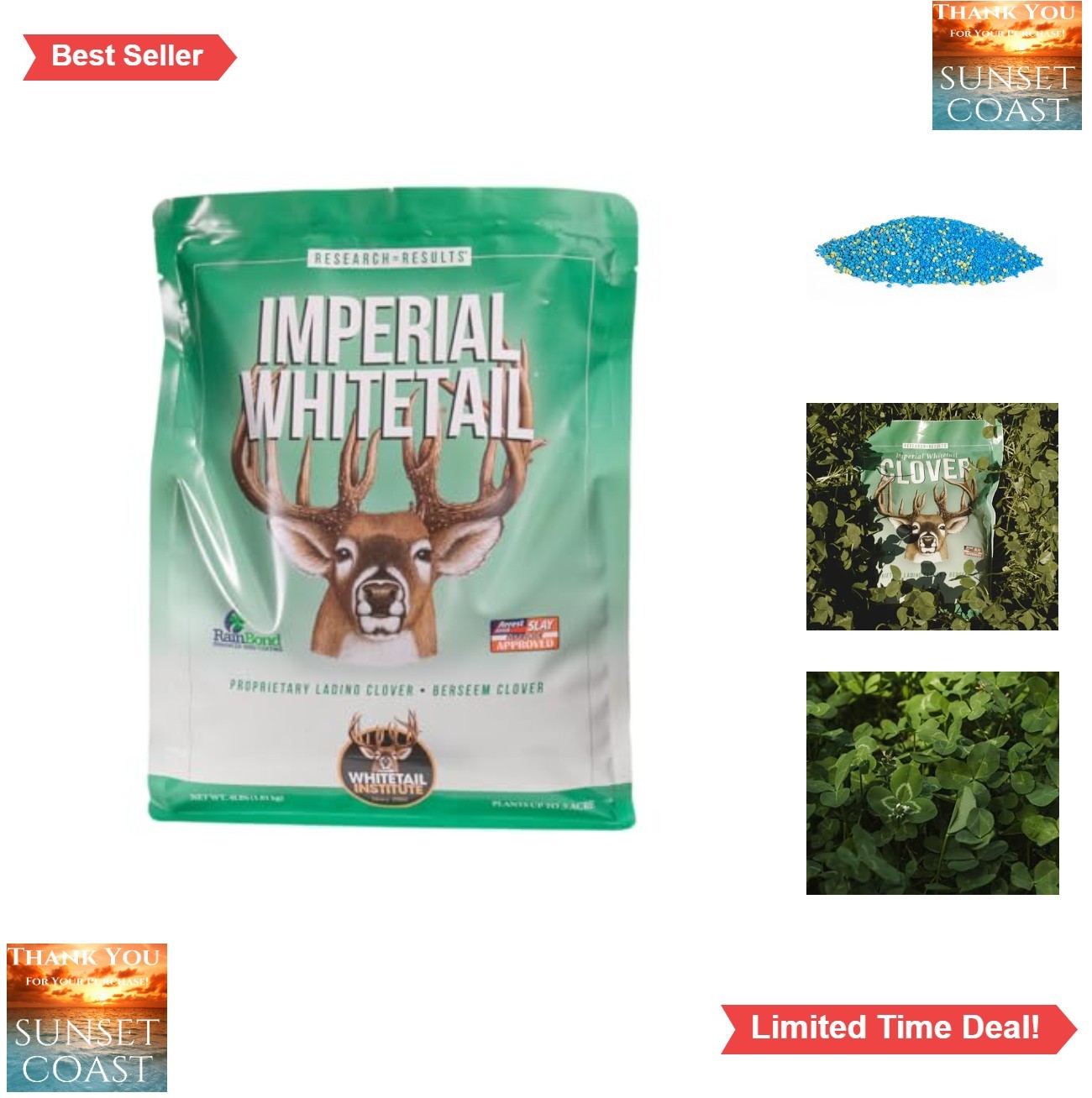 Food Plot Seed Imperial Clover 4 Pound 1/2 Acre Spring Fall Planting Cold