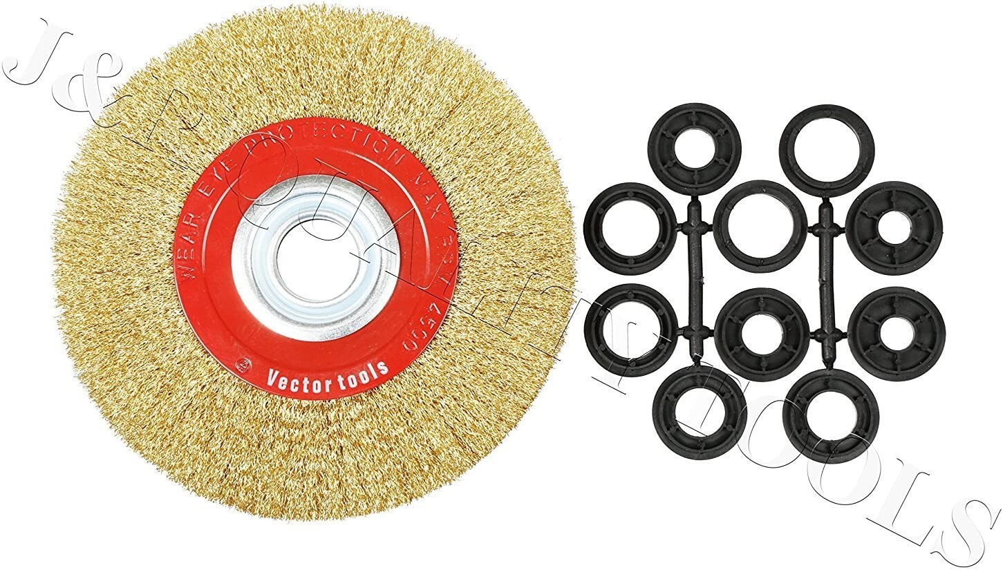 8" INCH ROUND STEEL WIRE BRUSH WHEEL FOR BENCH GRINDER