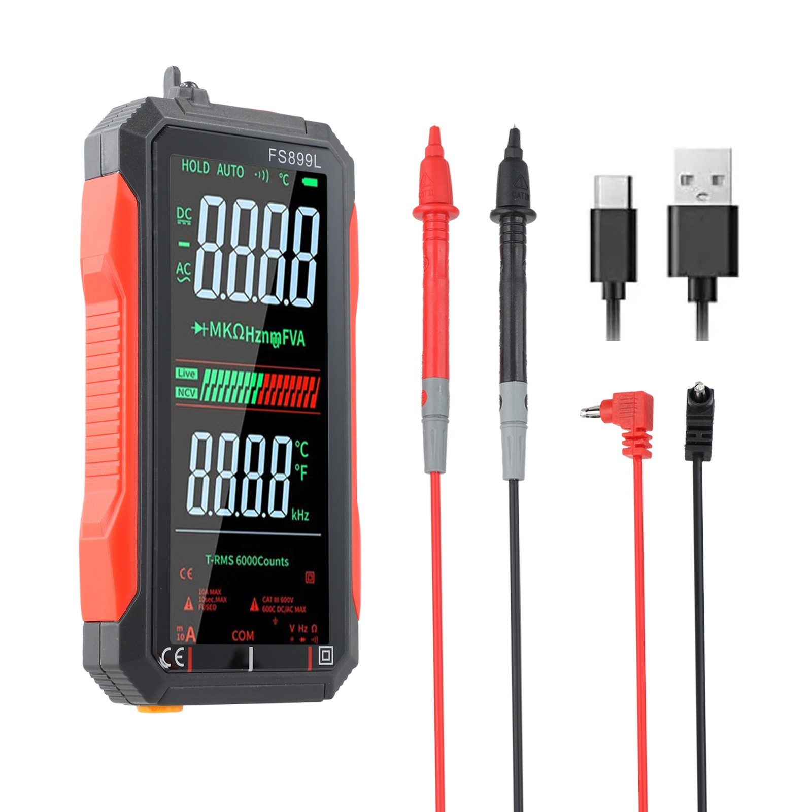 FS899L 6000 Counts Smart Multimeter Rechargeable Built in 200mAh