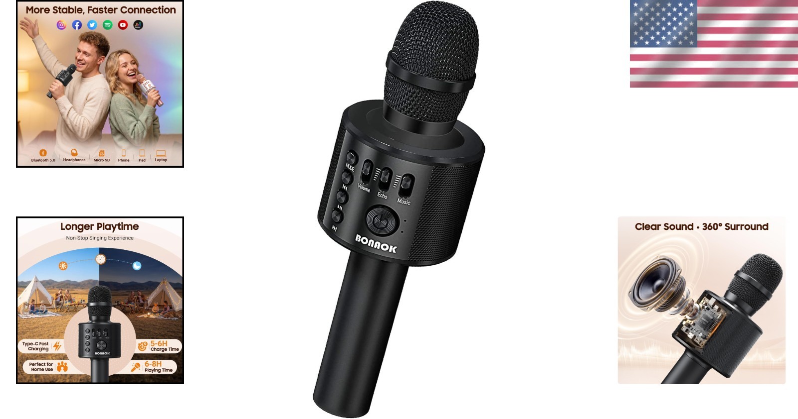 Portable Karaoke Mic Speaker - Wireless Bluetooth for All Smartphones & Fun