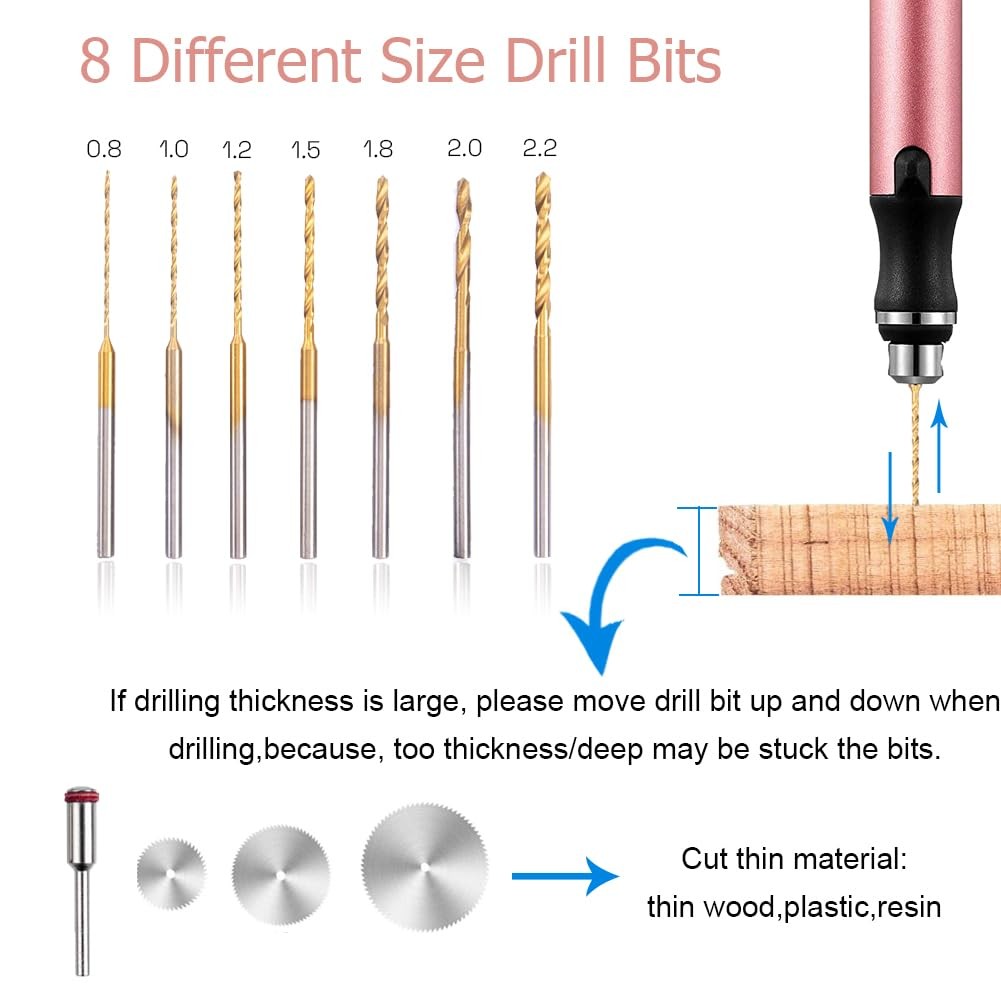 3-Speed Cordless Mini Drill Pen With 8 Small Drill Bits,Rechargeable Electric...