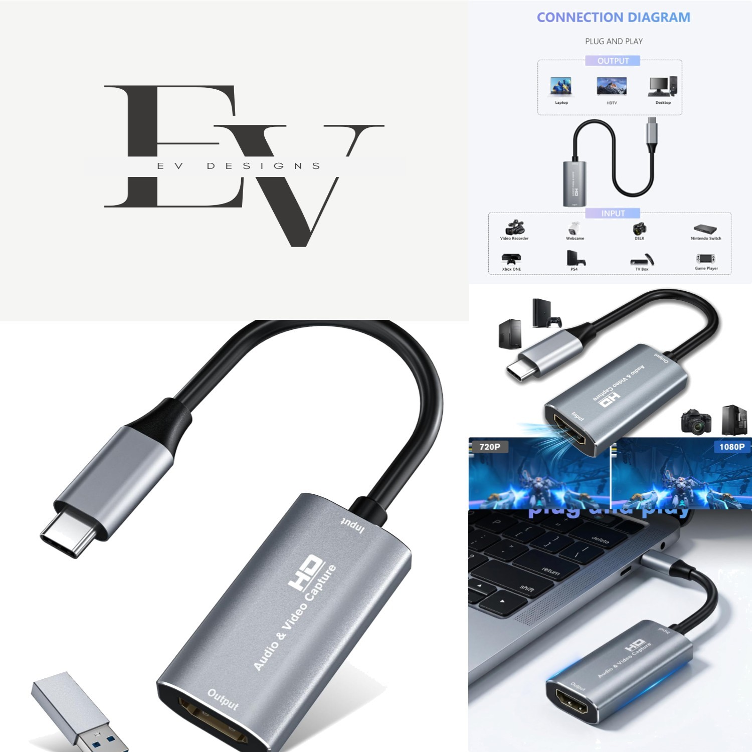 Compact 4K HDMI Capture Card - 1080P 60FPS for Streaming on Windows & Mac