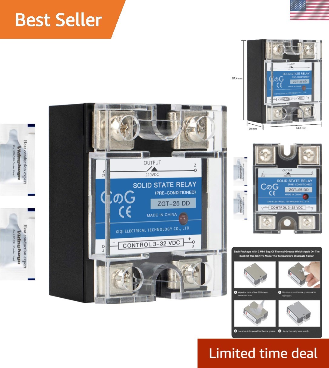 CG SSR-25DD 25A Relay: Automatic Operation, Moisture-Proof, with Thermal Grease