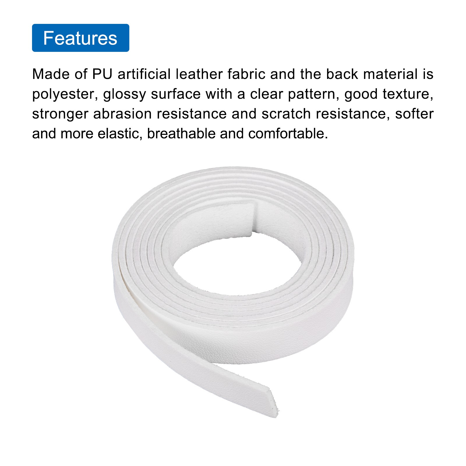 Leather Straps Strip Belt 1.2cm(0.5" Width) Leather Strips White