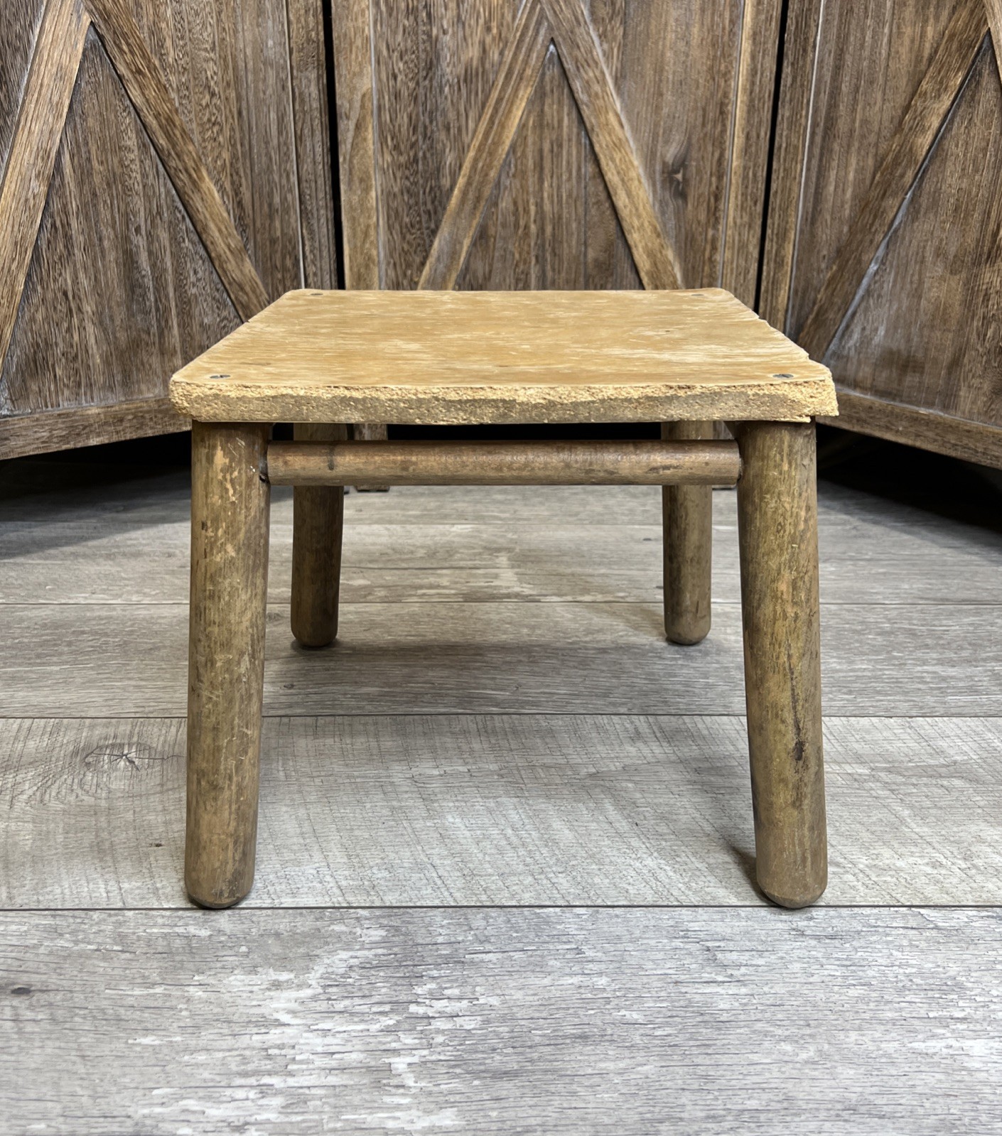 Vintage Foot / Milk Stool Plant Stand Farmhouse Primitive Rustic Cottagecore
