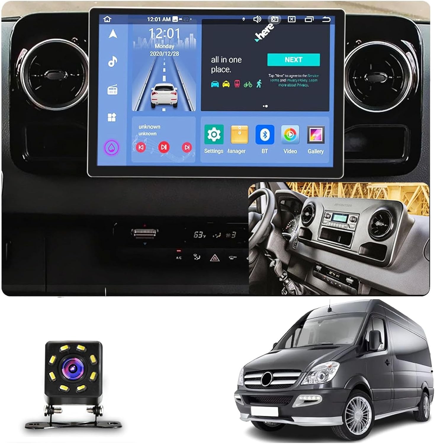13.3'' For Mercedes-Benz Sprinter 2018-2022 2+32G CarPlay Car Stereo Radio GPS