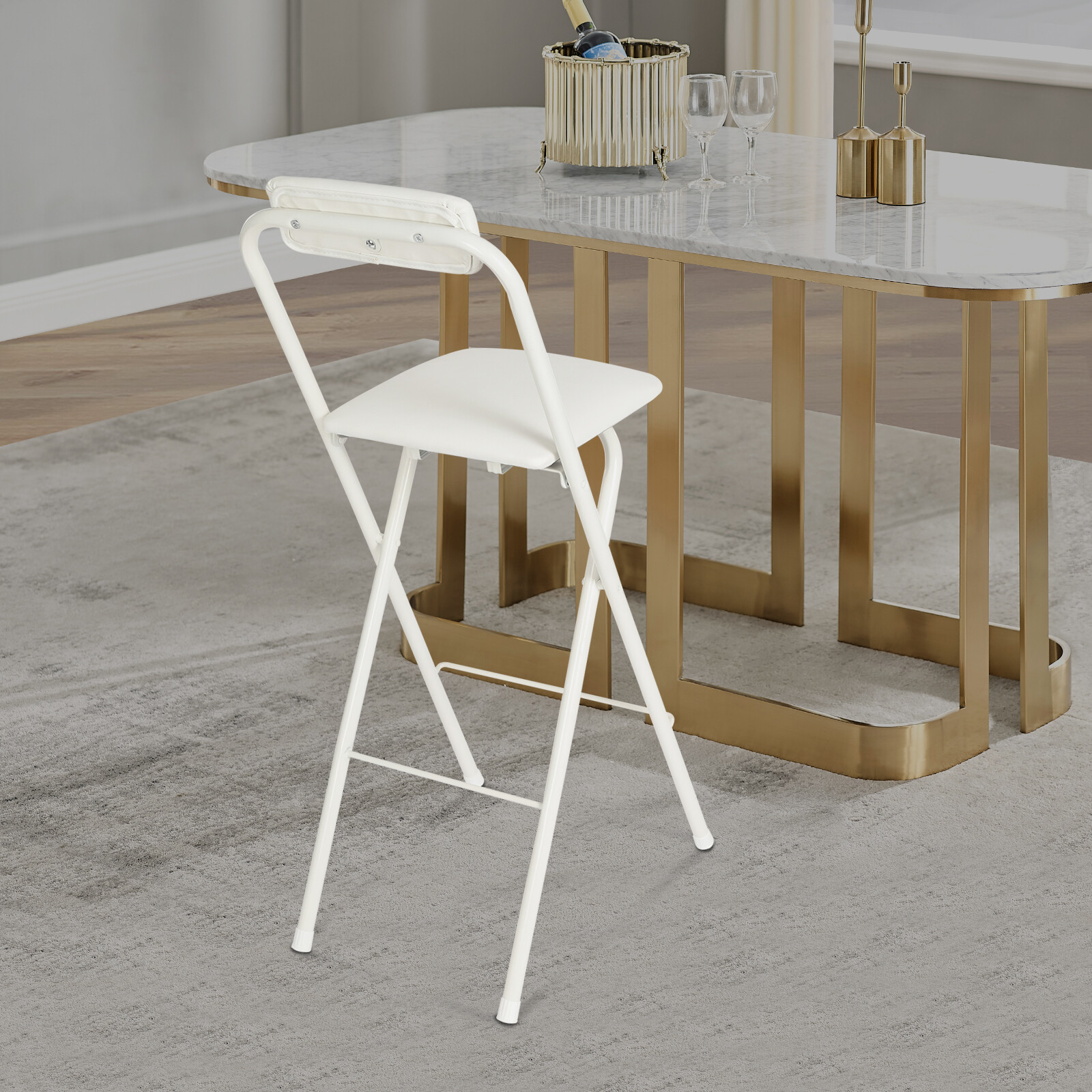 Foldable Bar Chair, Tall Folding Chair, Portable Folding Stool