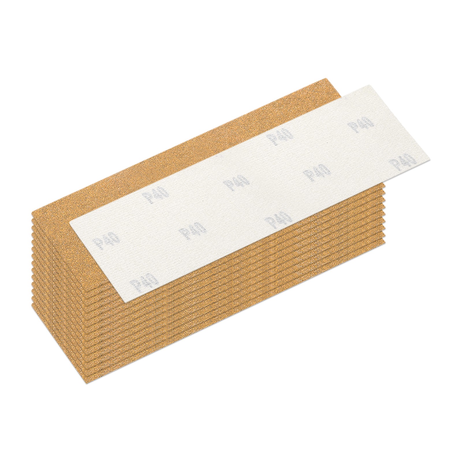 15 Pcs 40 Grit Dry Sandpapers, 1.2 x 3.5 Inch Sand Papers, Gold