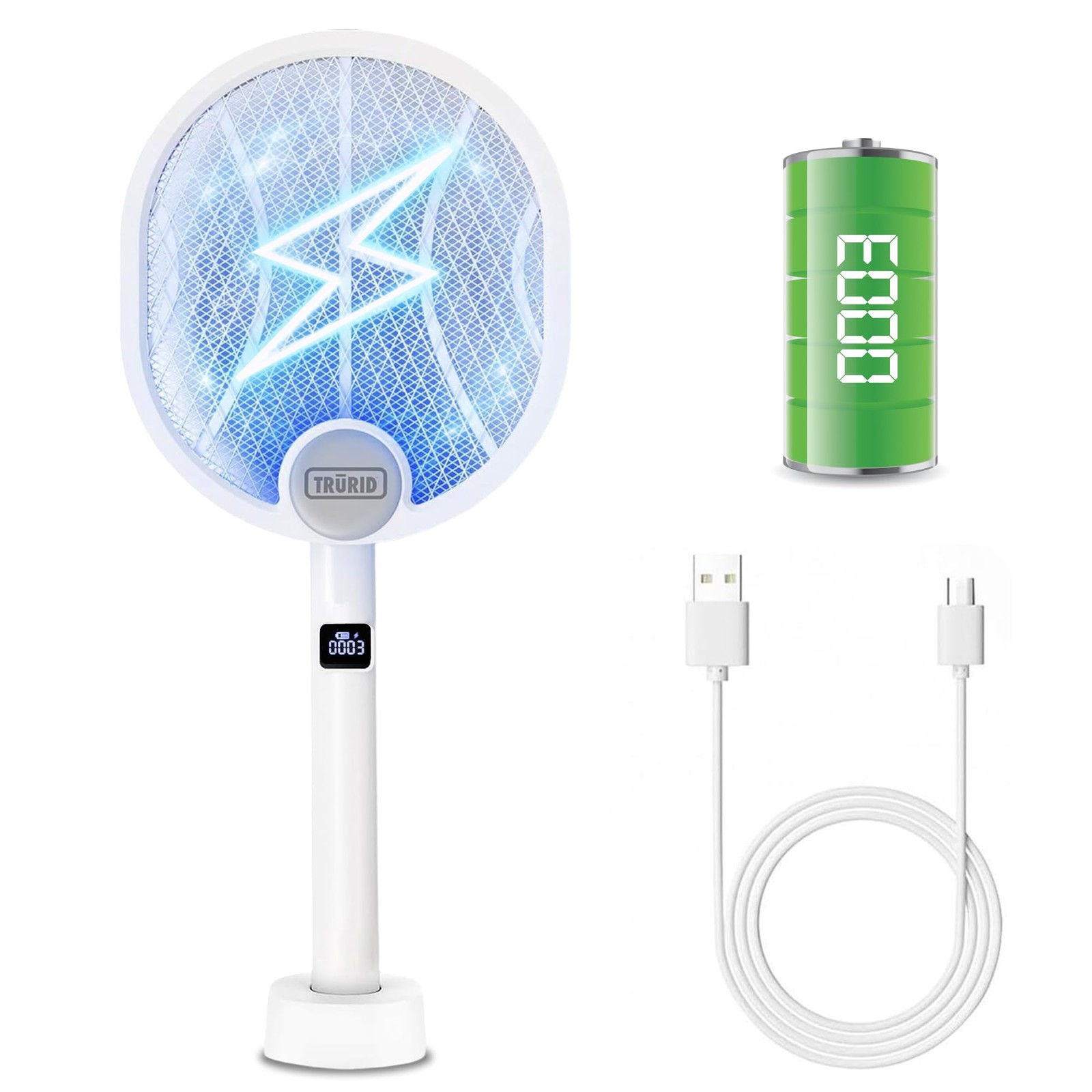 2in1 Rechargeable Electric Fly Swatter & UV Bug Zapper for Home Protection