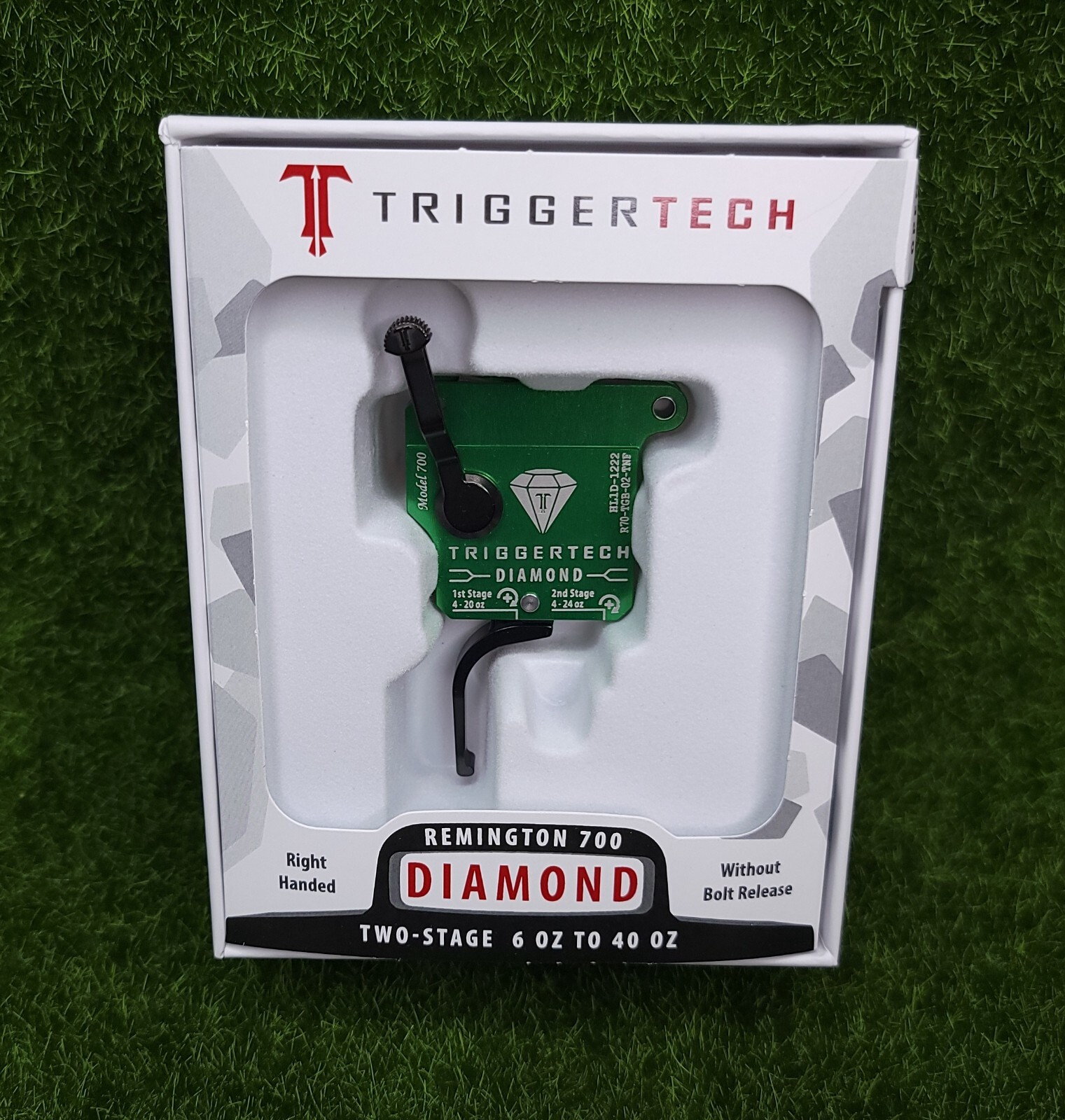 TriggerTech Diamond Two Stage Flat Trigger Remington 700 Clone Right Hand, Green