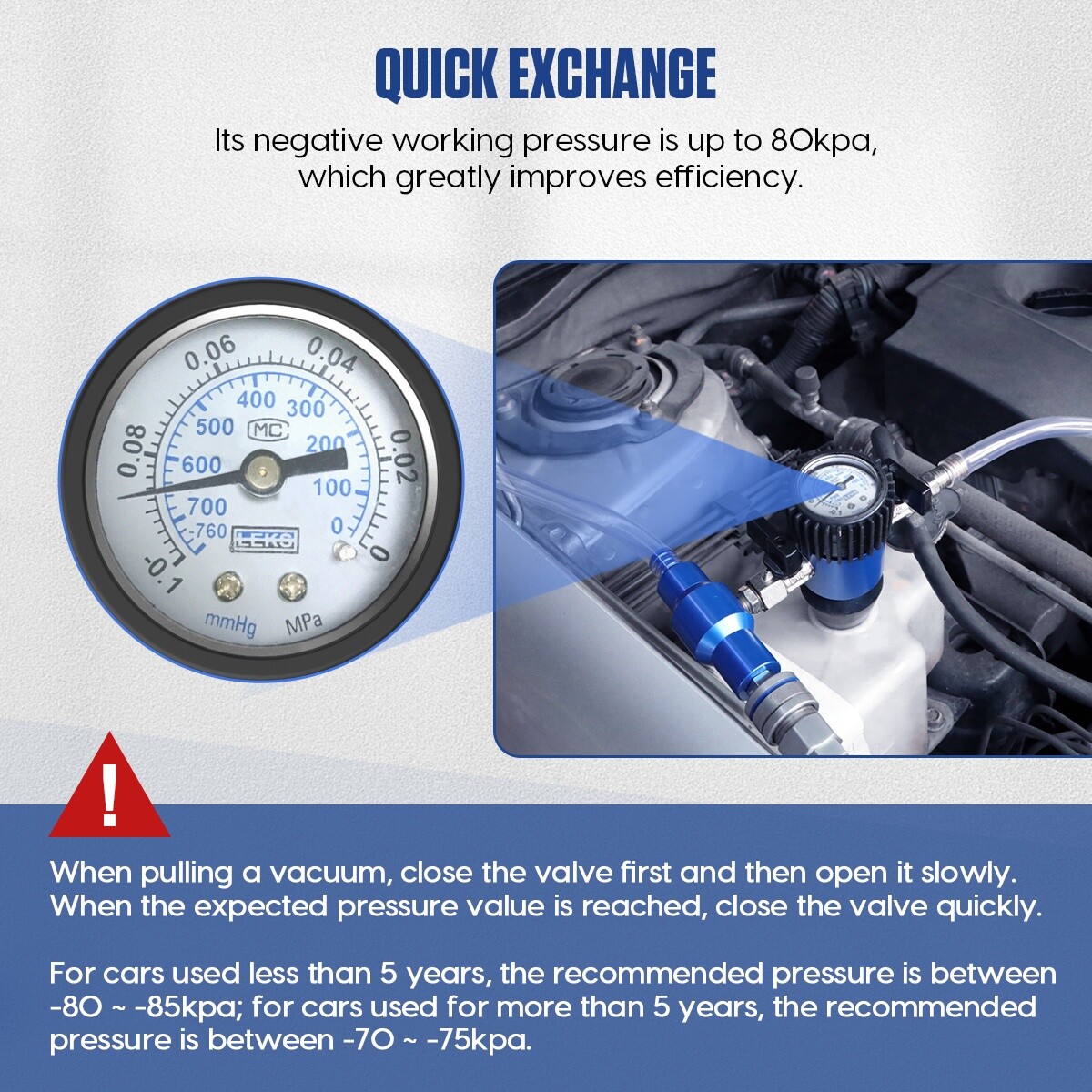 Coolant Vacuum Refill Tools Cooling System Refiller Kit Radiator Pressure Gauge