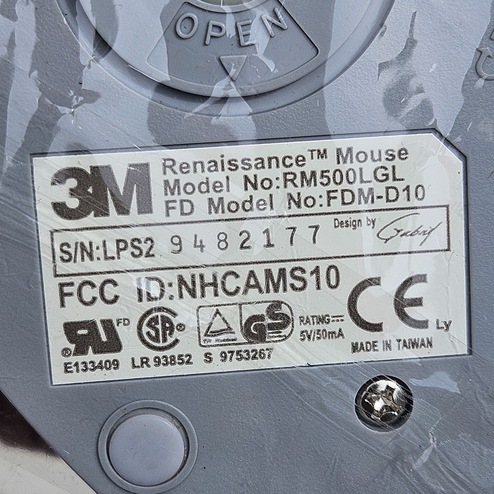 3M Renaissance USB Wired Mouse FDM-D31 RM500LGL