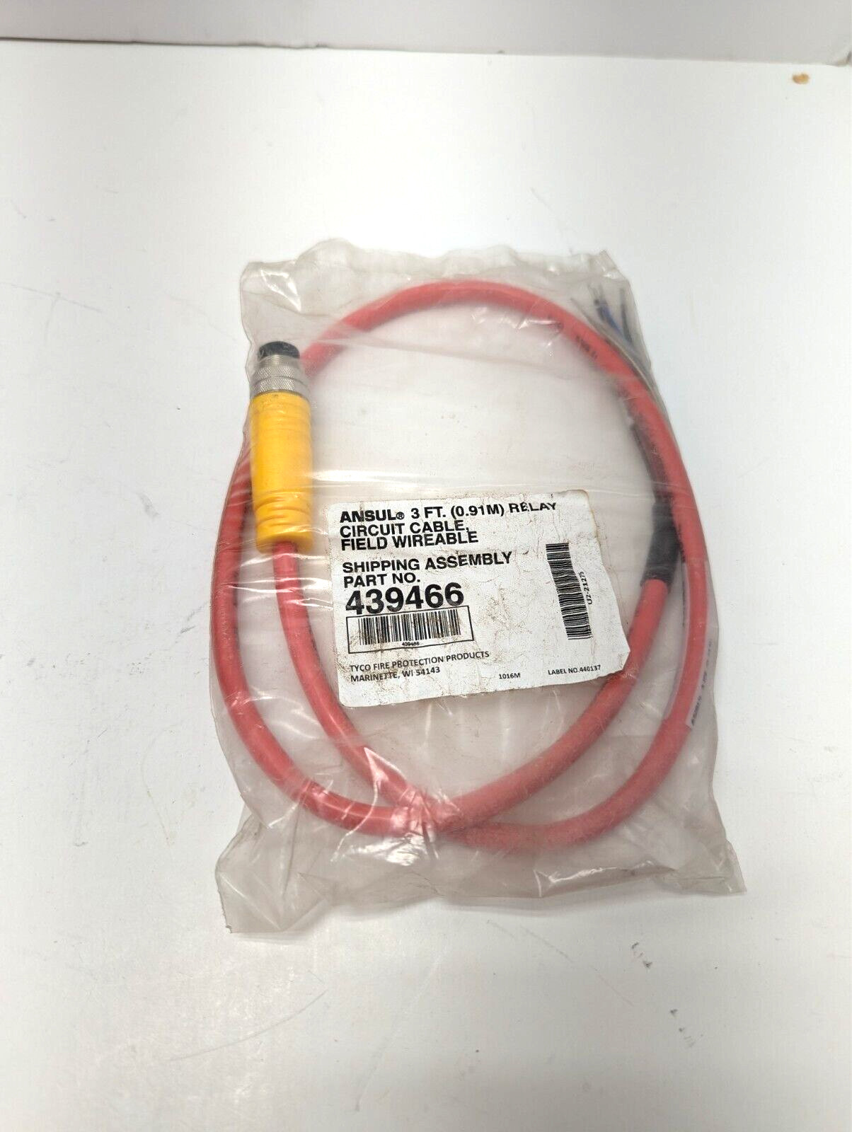 Ansul 439466 3 ft (0.91M) Relay Circuit Cable Field Wireable