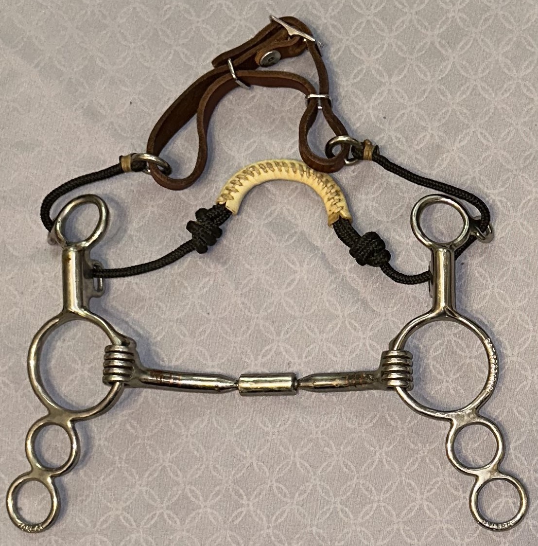 MYLER 3-Ring Combination Bit w/ Rawhide Noseband, 5" Sweet Iron Comfort Mouth