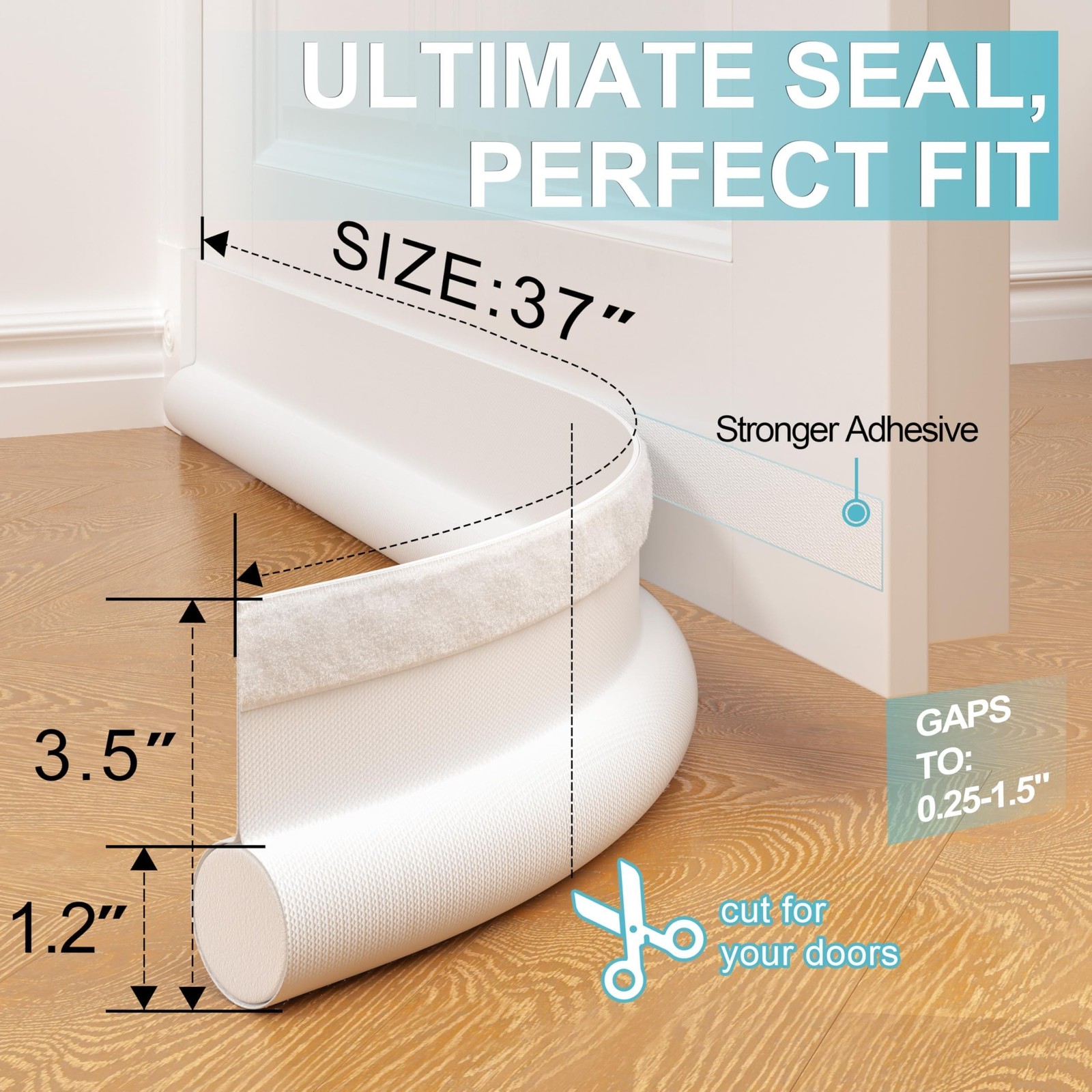 Door Draft Stopper Bottom One Sided Door Draft Blockers，37" Cutable Under