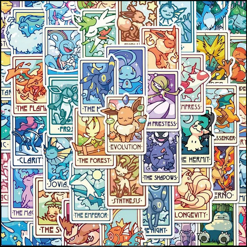 Pokemon Stickers Tarot Trading Card Themed 20 Pack Random Assortment - US Seller