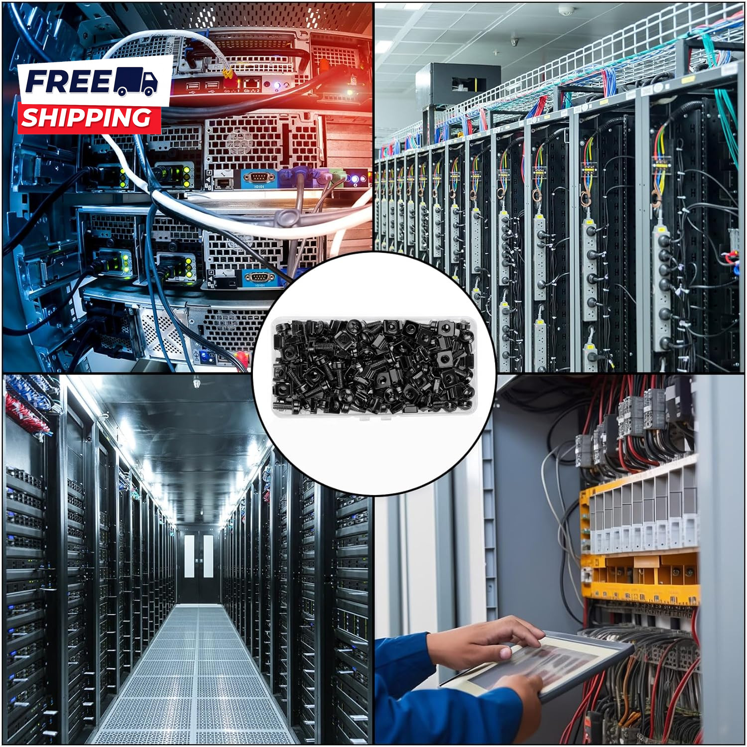 110 Pcs/55 Set Rack Mount Screws and Cage Nuts for Rack Mount Server Cabinet