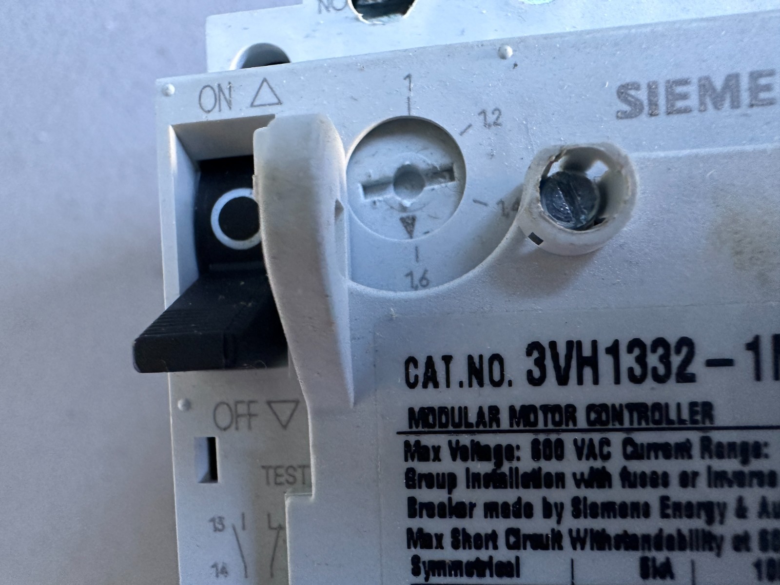 Siemens 3VH1332-1MG Modular Motor Controller w/3TF32 Contactor