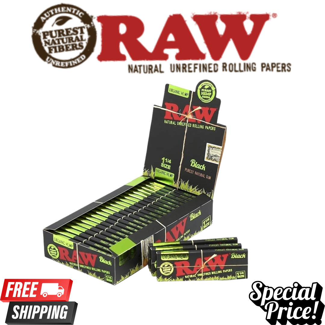 RAW Black Organic Rolling Papers 1 1/4 | Full Box (24 Packs)