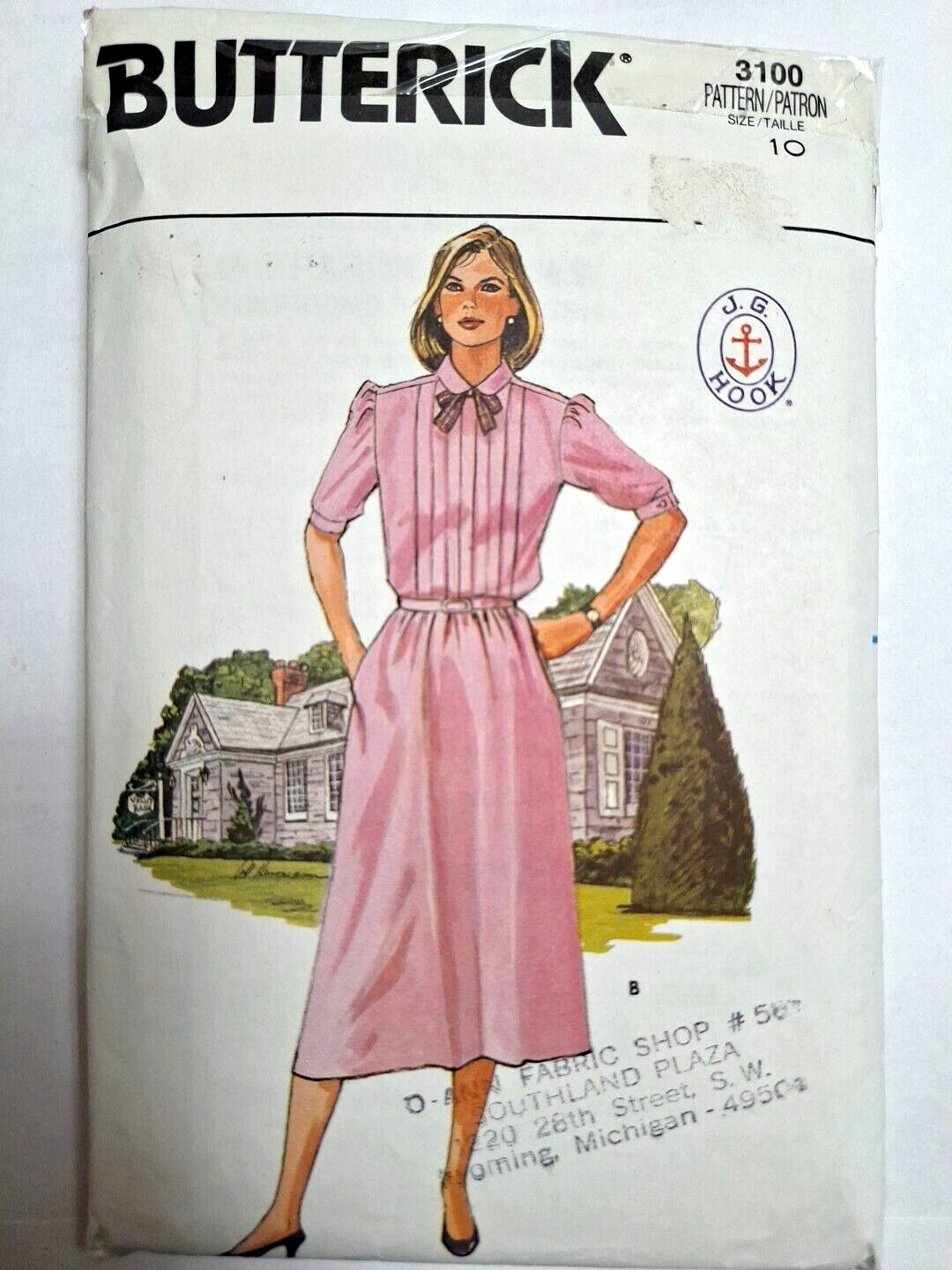 Dress Blouson Pleated Top 10 Butterick 3100 Sewing Pattern JC Hook Mid Calf Cut