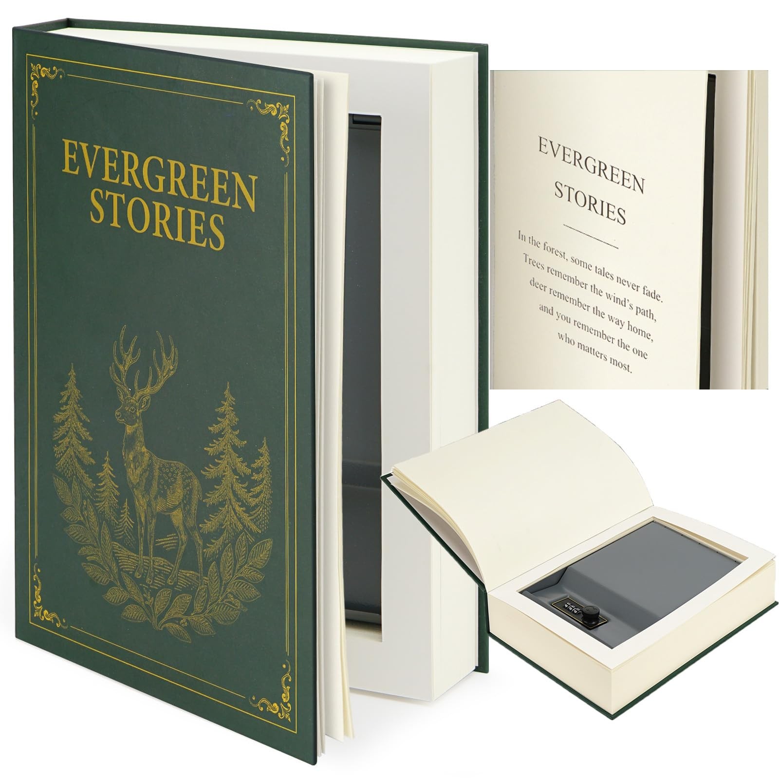 Large Decorative Book Safe Combination Lock 10.82x7.67x1.77 Inch Hidden Box