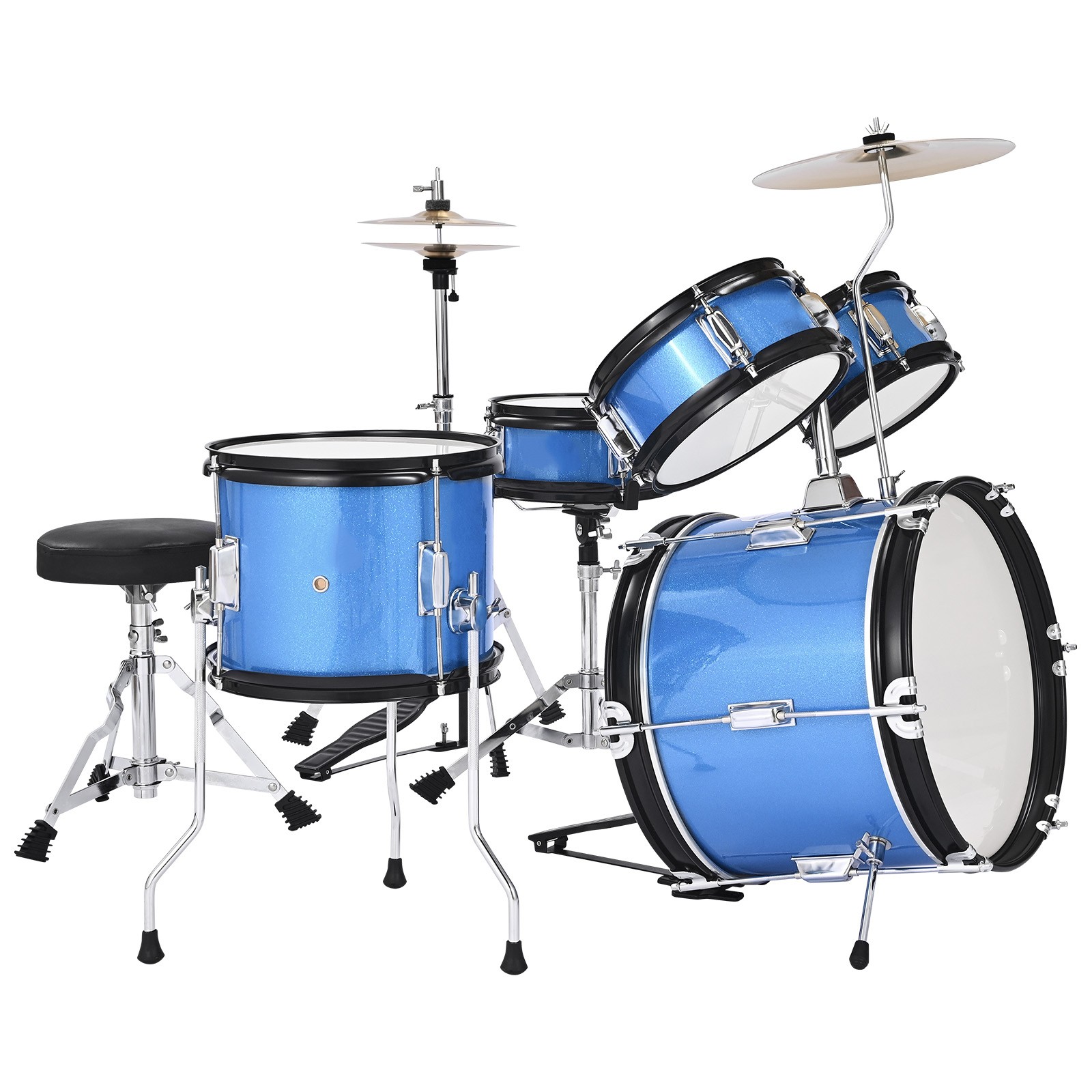 Kids Drum Set 5-Piece Junior Musical Drum Kit with 14 in Bass Drum (Blue)