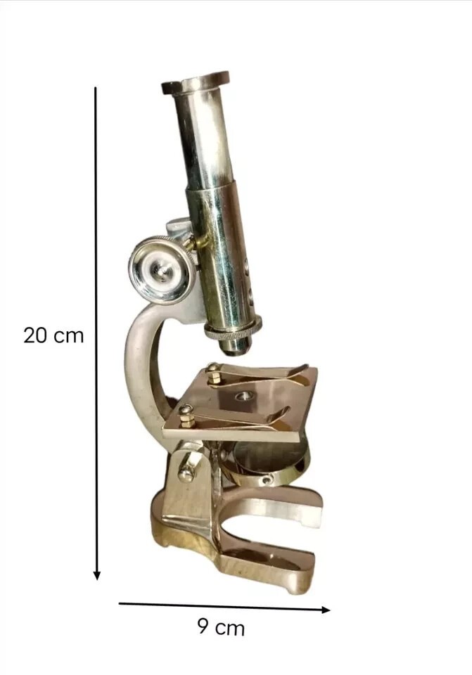 New Antique Brass Heavy Microscope 7 Inches Students Brass Microscope
