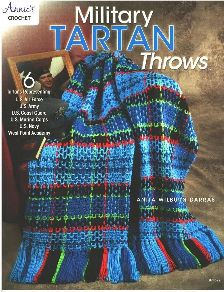 Military Tartan Throws - Anita Wilburn Darras Woven Crochet Pattern Booklet NEW