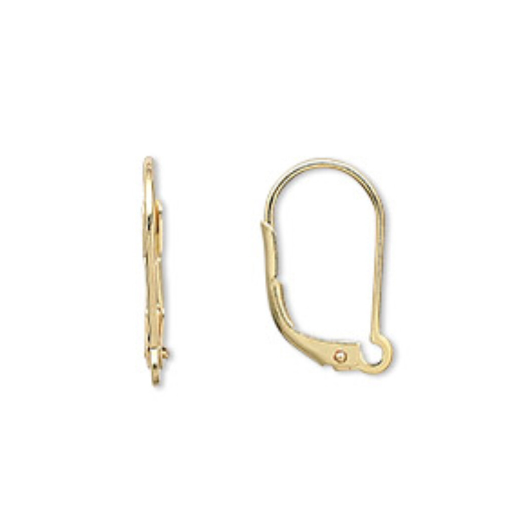 2 Gold Plated Brass Hinged Leverback Earwires Interchangeable Open Loop Earrings