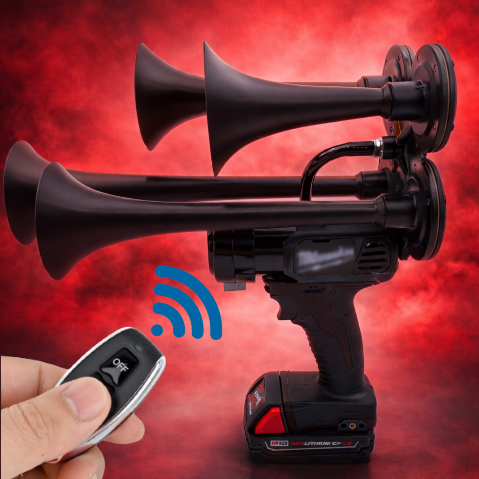 💥GatorBlast™ for Milwaukee M18 Battery  Impact Train Air Horn 4 Trumpet +REMOTE