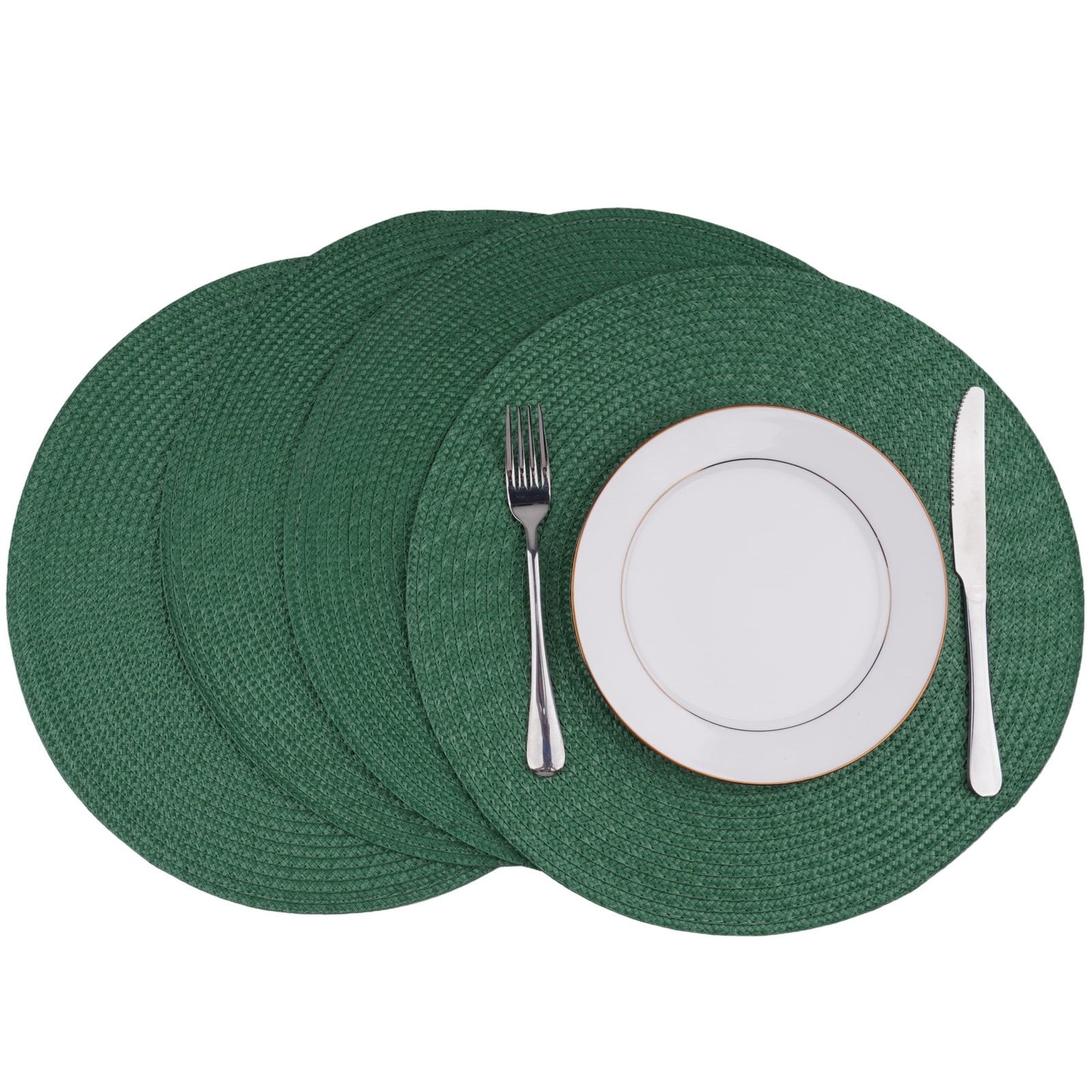 Round Braided Placemats Set of 4 Washable Easy to Clean Place Mats for Dining...
