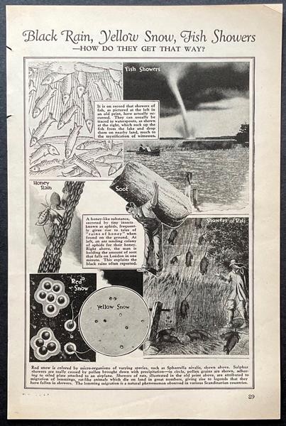 “Black Rain, Yellow Snow, Fish Showers” 1933 article Weather Phenomena~Anomalies