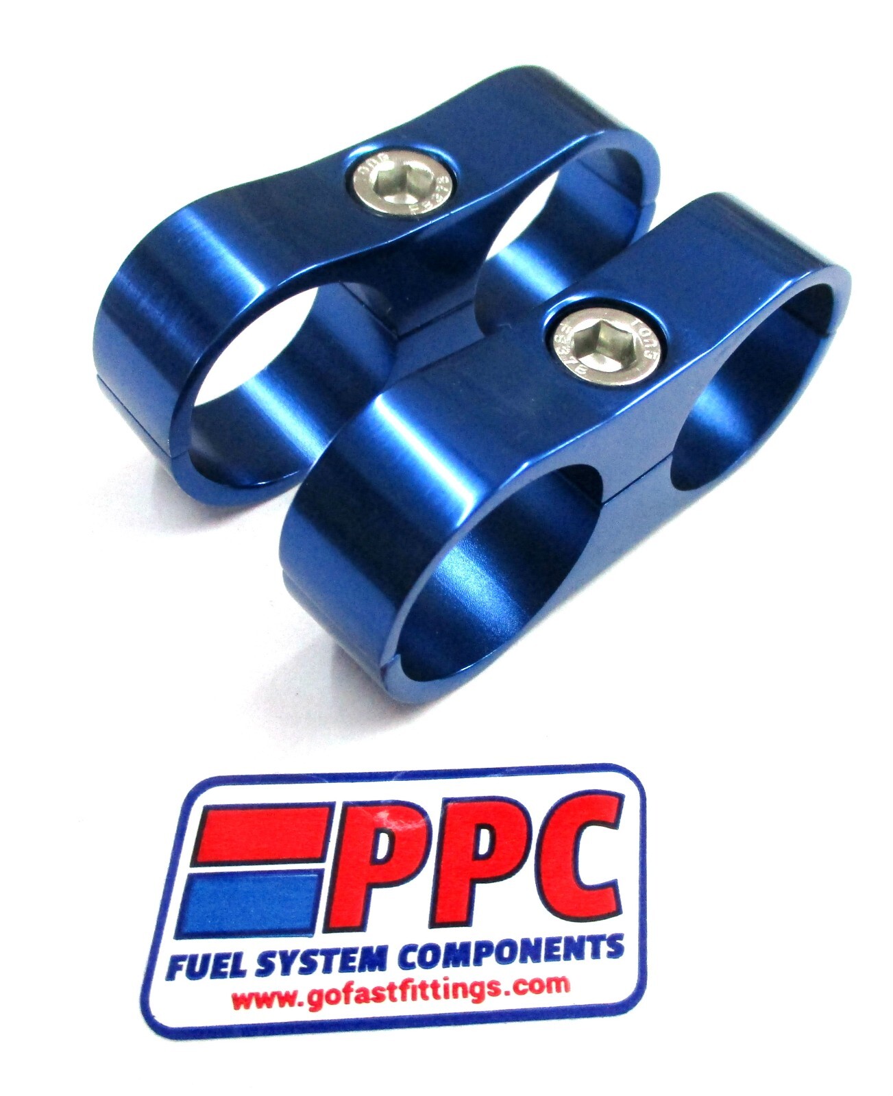 BILLET  ALUMINUM DUAL HOSE SEPARATOR 13/16" i.d.SHOW POLISHED BLUE   2 PER PK