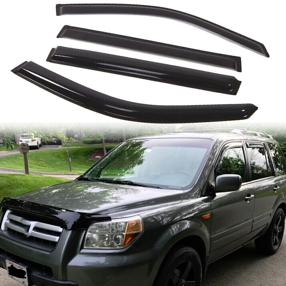 For 2003-2008 Honda Pilot Window Visor Vent Shade Sun Rain Guards Out Channel