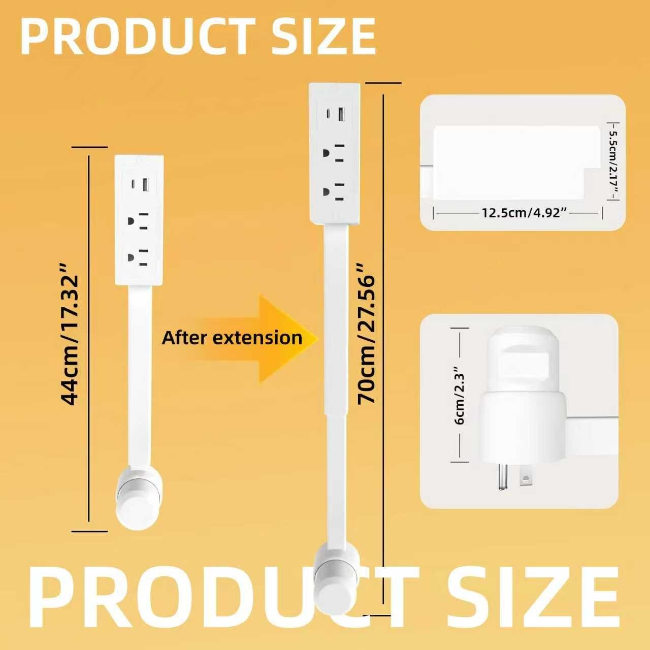 Electrical Outlet Expander Power Socket Rotating Sticks Sofas Nightstands Desk