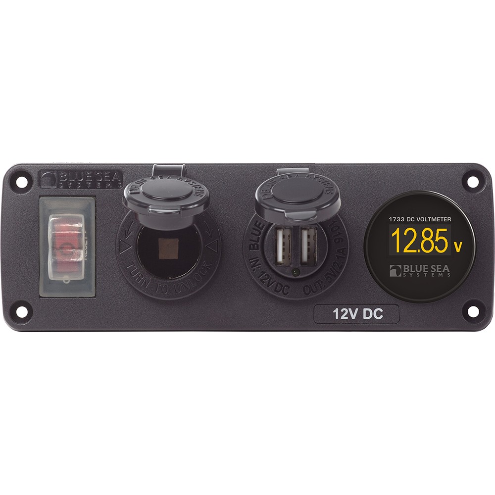 Blue Sea Systems 4366 Water Resistant Accessory Panel 12V USB Voltmeter