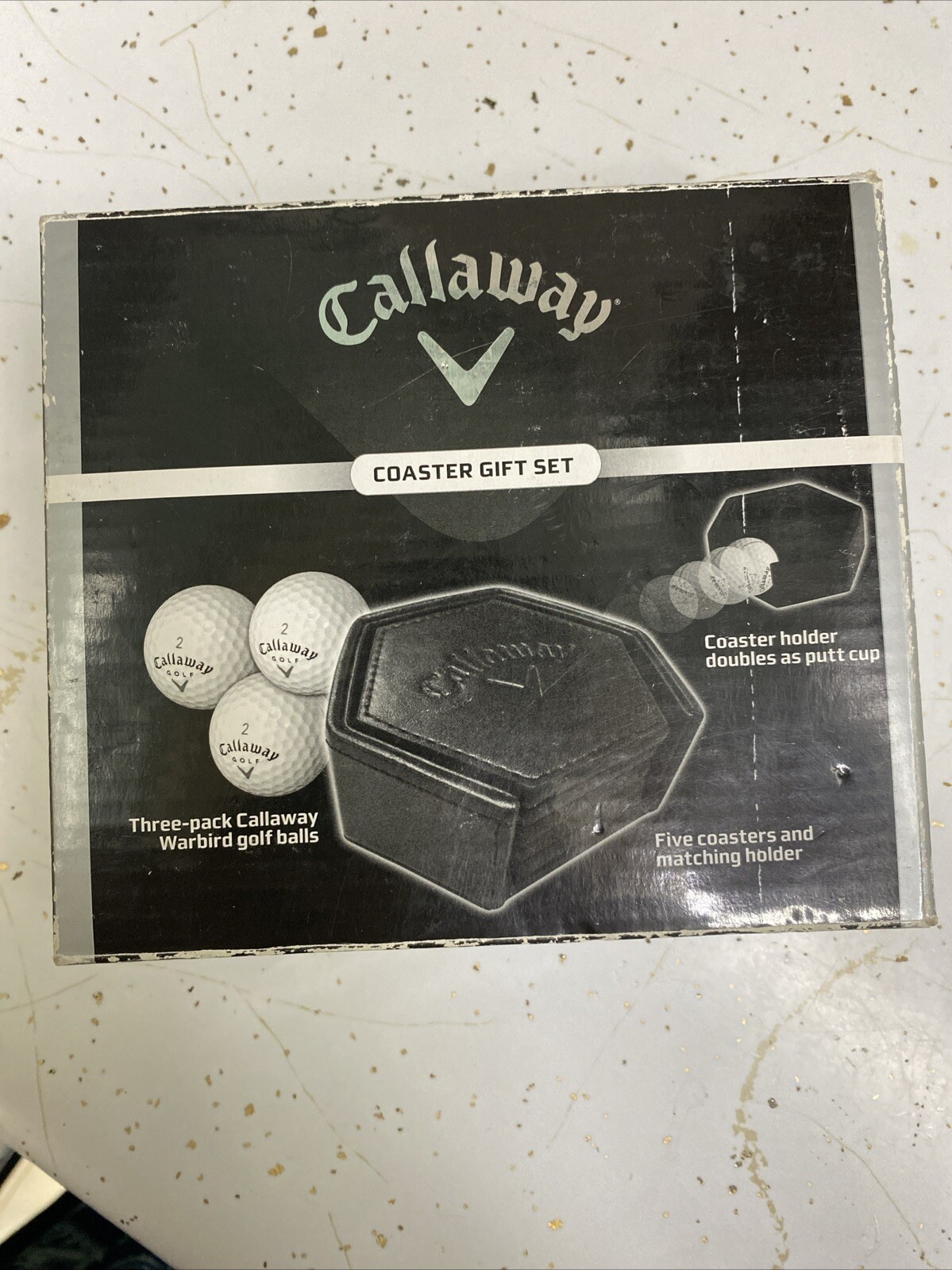 Callaway Golf Coaster Gift Set With Complete With 3 Balls And 5 Coasters