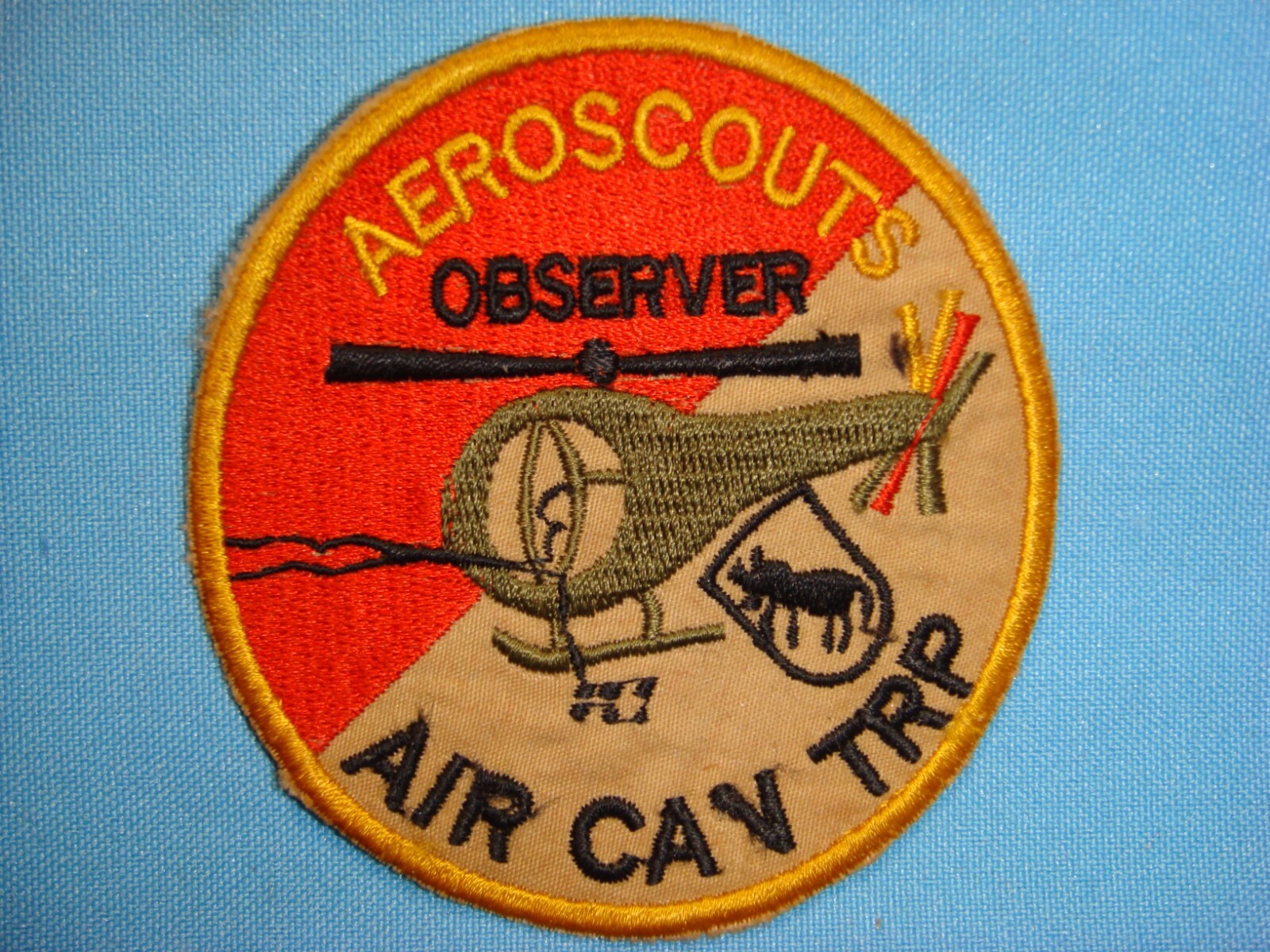 VIETNAM WAR PATCH, US 11th AERO SCOUTS AIR CAVALRY TROOP " OBSERVER "