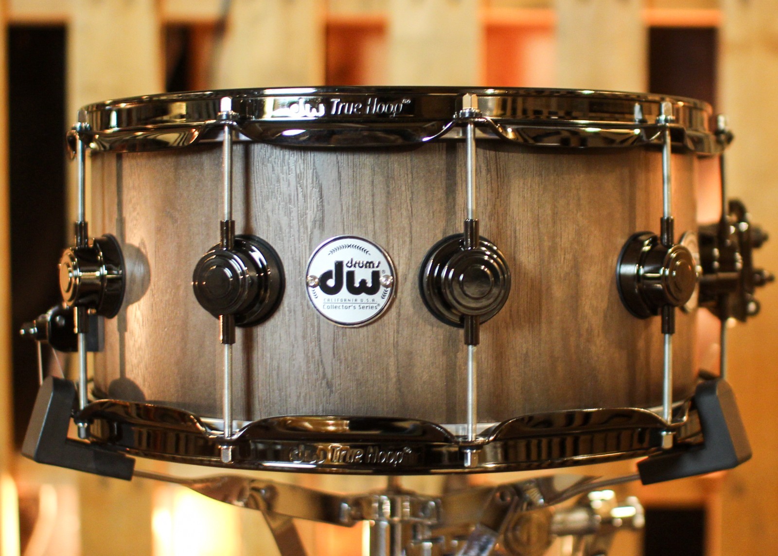 DW 6.5x14 Collector's Pure Walnut VLT Satin Ebony Burst Snare Drum - SO#1421550