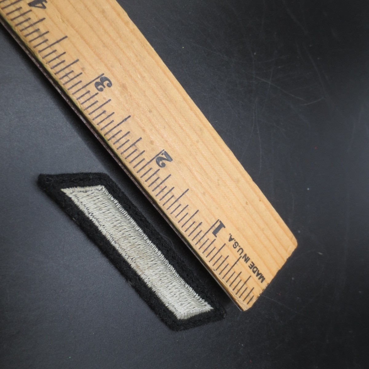 US Sergeant E-5 Service Bar Patch Insignia Bar Med Gray Silver on Black