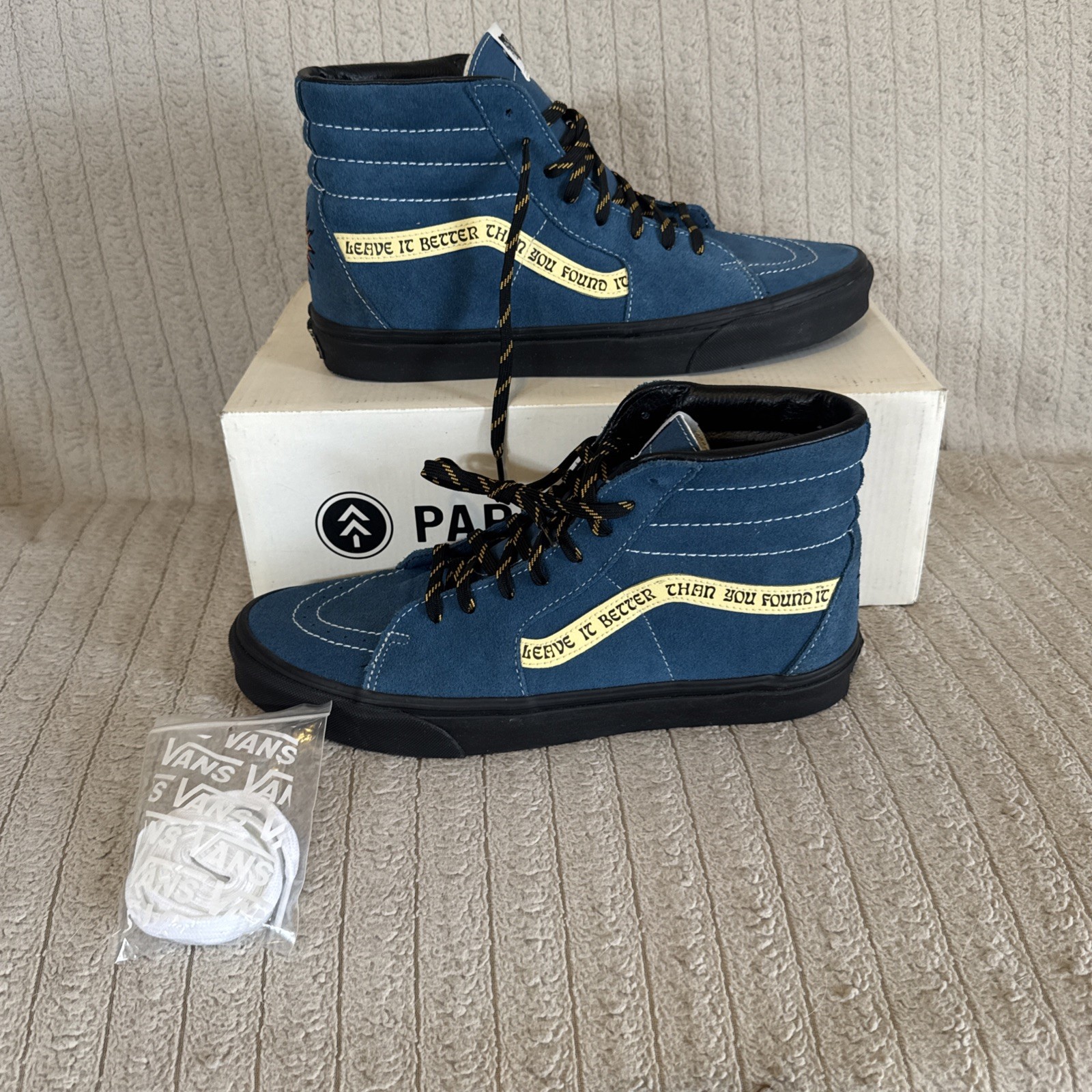 Vans x Parks Project Sk8-Hi Blue Teal Suede Shoes Mens 11.5 Womens 13 Mint Rare