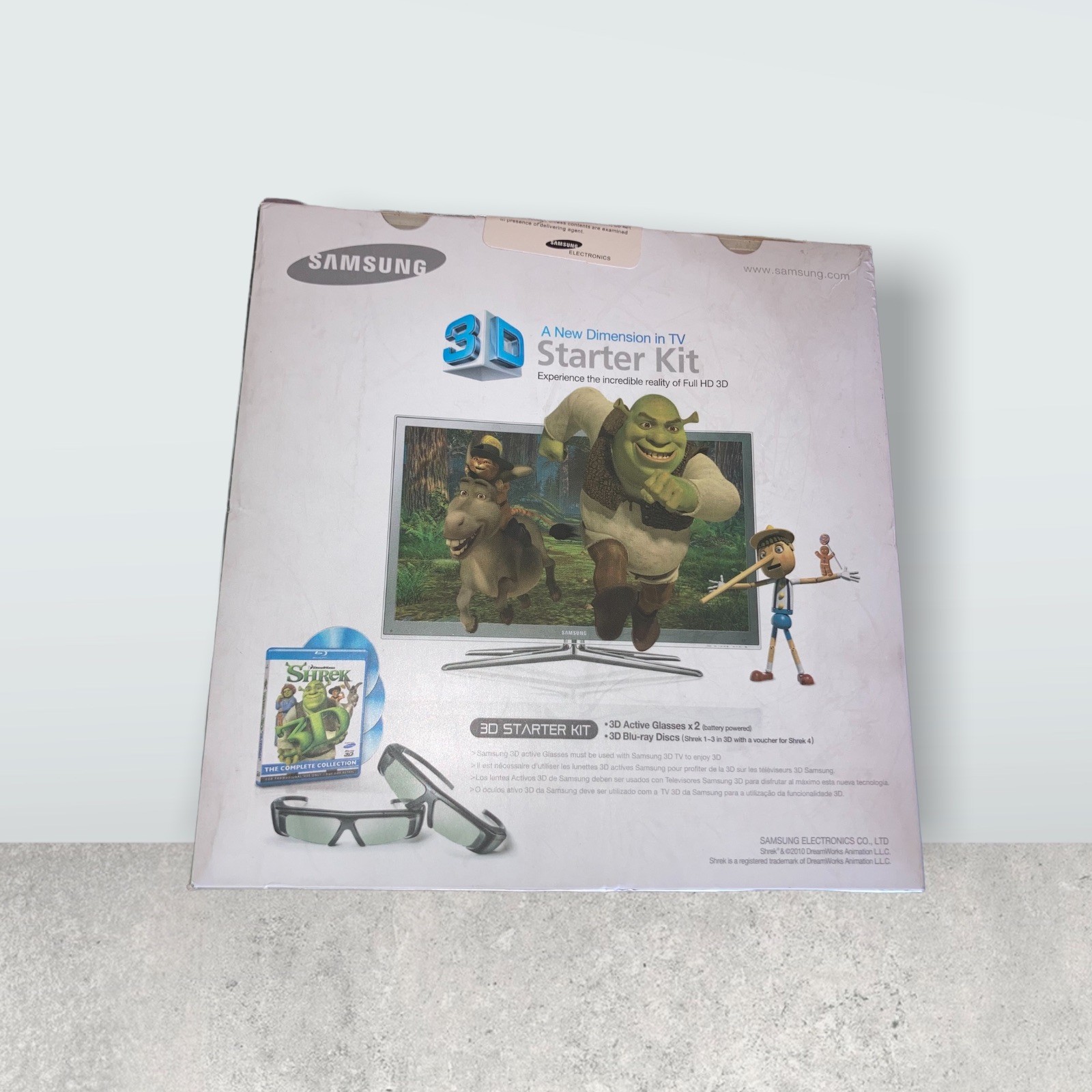 3D GLASSES Samsung Starter Kit 2X Glasses 3D Blu Ray Shrek (BRAND NEW)