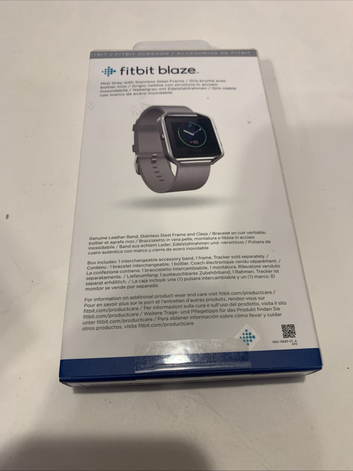 Sealed Genuine Fitbit Blaze replacement Leather Wrist Band & Frame Small Gray
