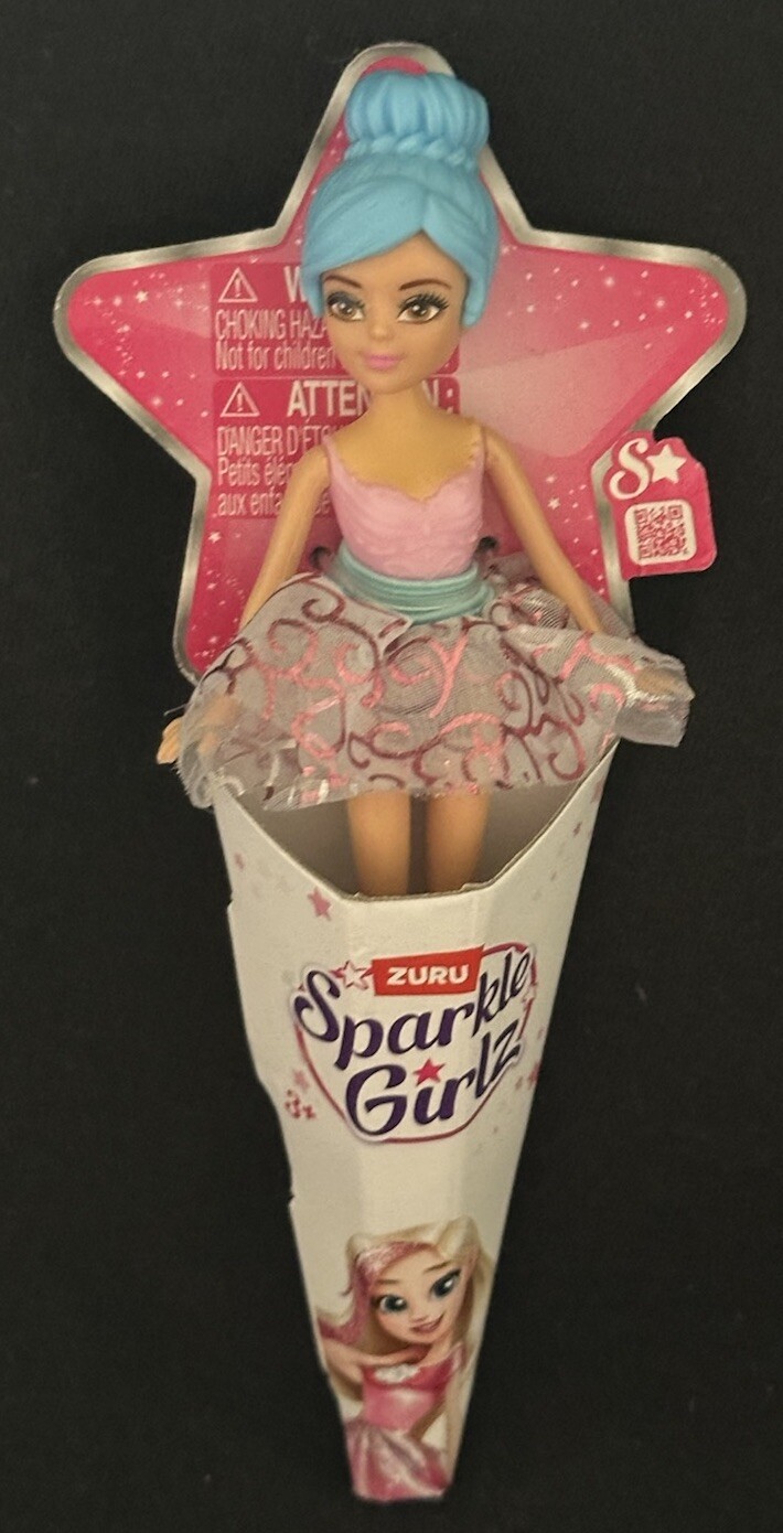 ZURU Sparkle Girlz  Light Blue Hair  Lilac  Top  Pink   Skirt  4”  Mini Cone