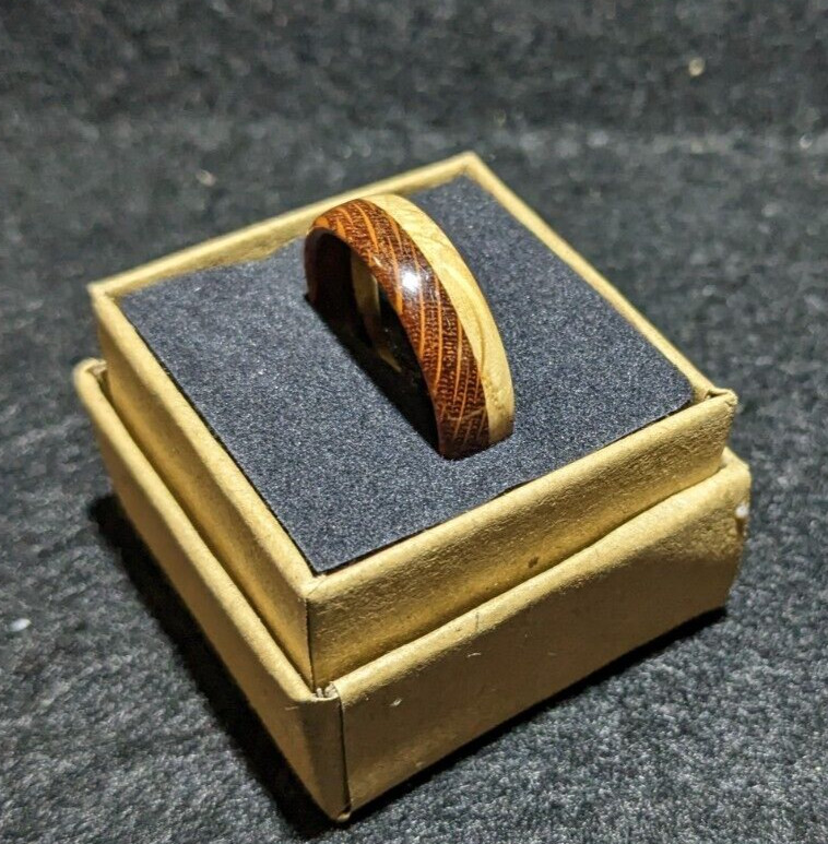 Handmade Leopardwood and White Oak Ring (Size 9 3/4)