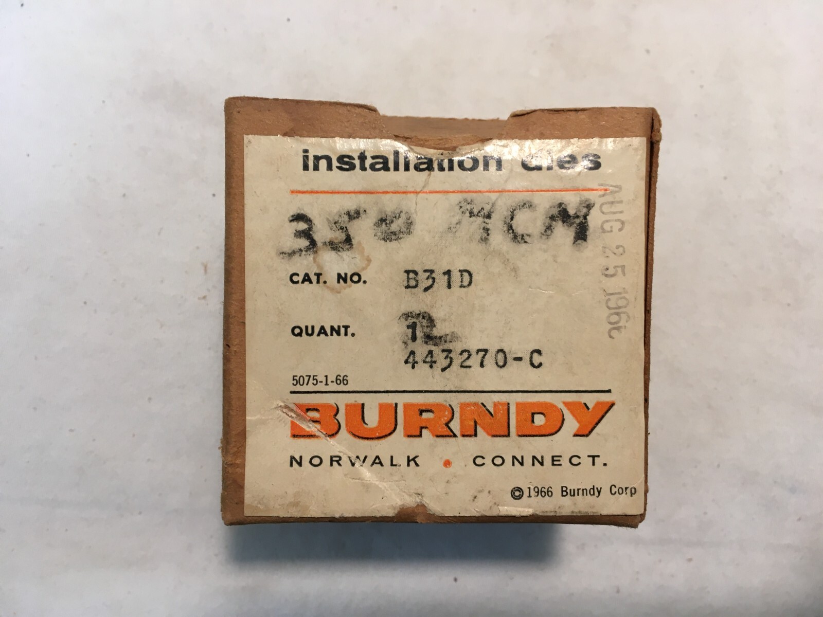 Burndy B31D 350 MCM Nest Holding Die Chrome Vanadium Steel