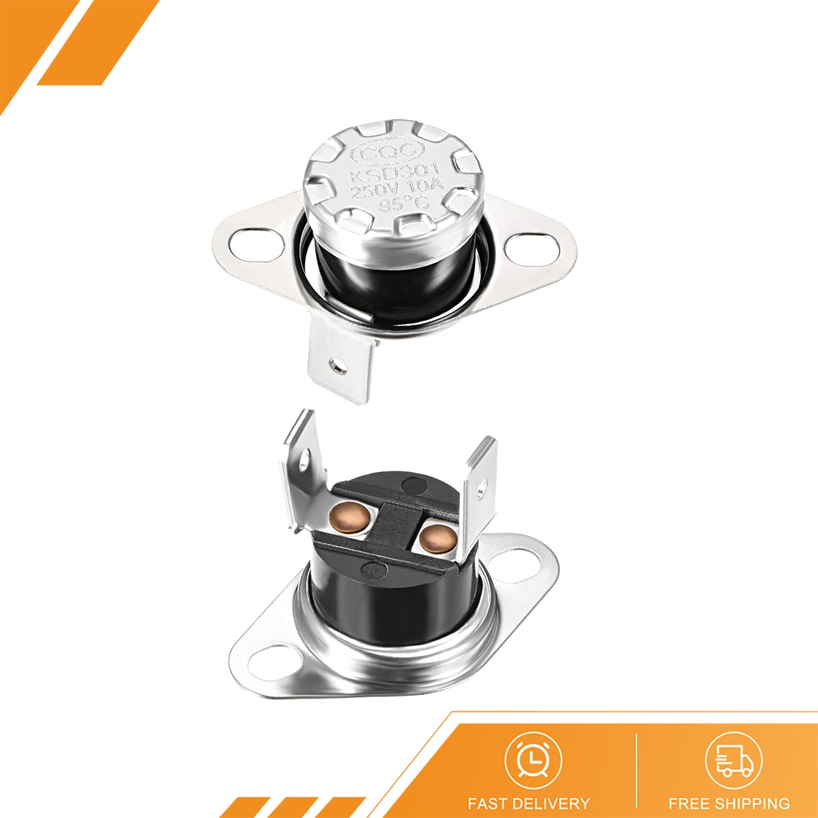 2 x Temperature Control Switch Thermostat KSD301 95°C 10A NC Bakelite Material