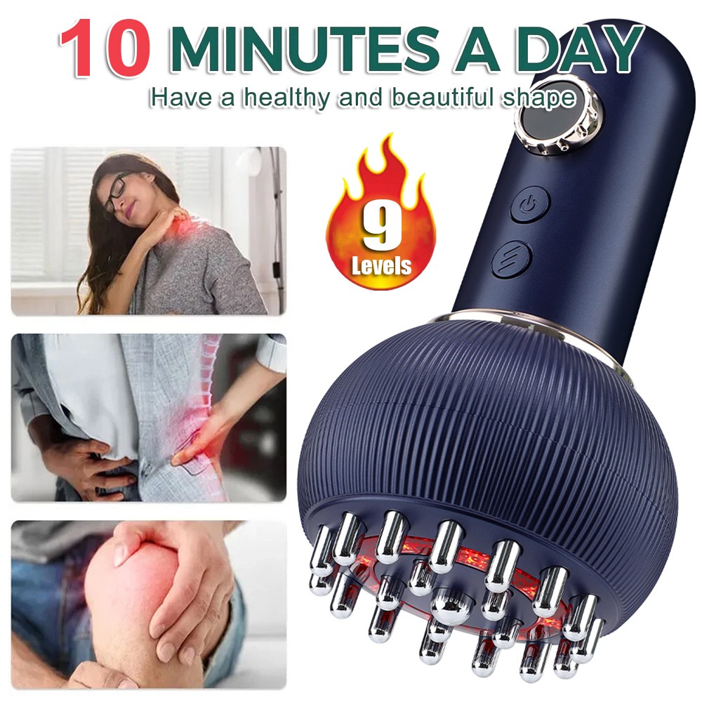 Electric Cupping Scraping Massager Red Light Microcurrent Heat Vibrating Therapy