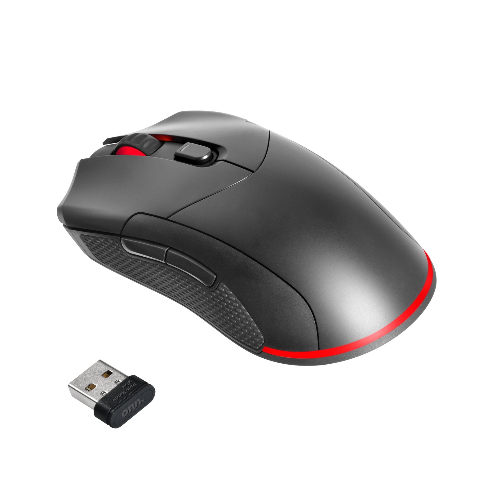 onn Rechargeable Wireless Gaming Mouse with LED Lighting, 8 Programmable Buttons