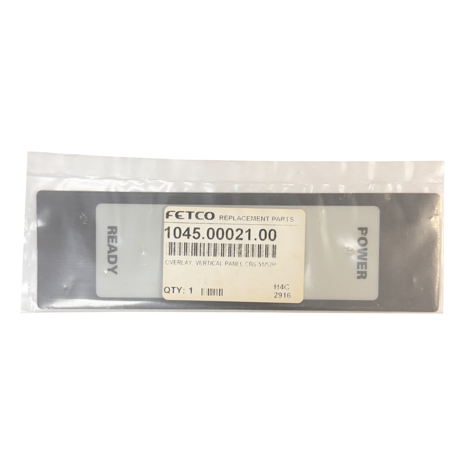Fetco 1045.00021.00 Overlay Vertical Panel CBS-51 OEM Genuine Replacement Part